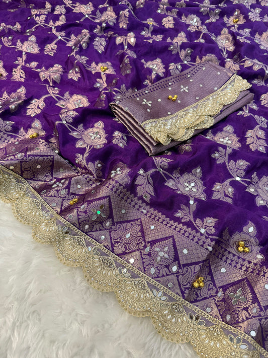 Purple Viral Ghungroo Saree – Banarasi Warm Silk | Thesareeghar