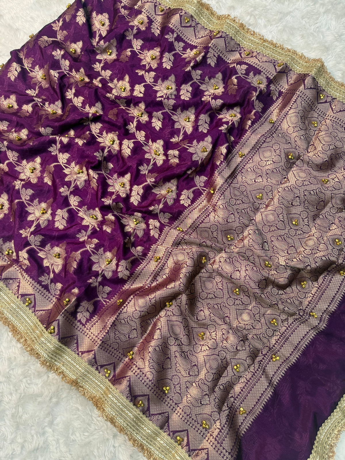 Purple Viral Ghungroo Saree – Banarasi Warm Silk | Thesareeghar