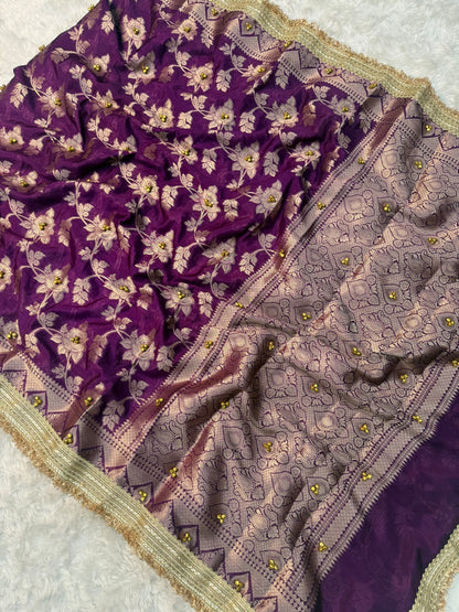 Purple Viral Ghungroo Saree – Banarasi Warm Silk | Thesareeghar
