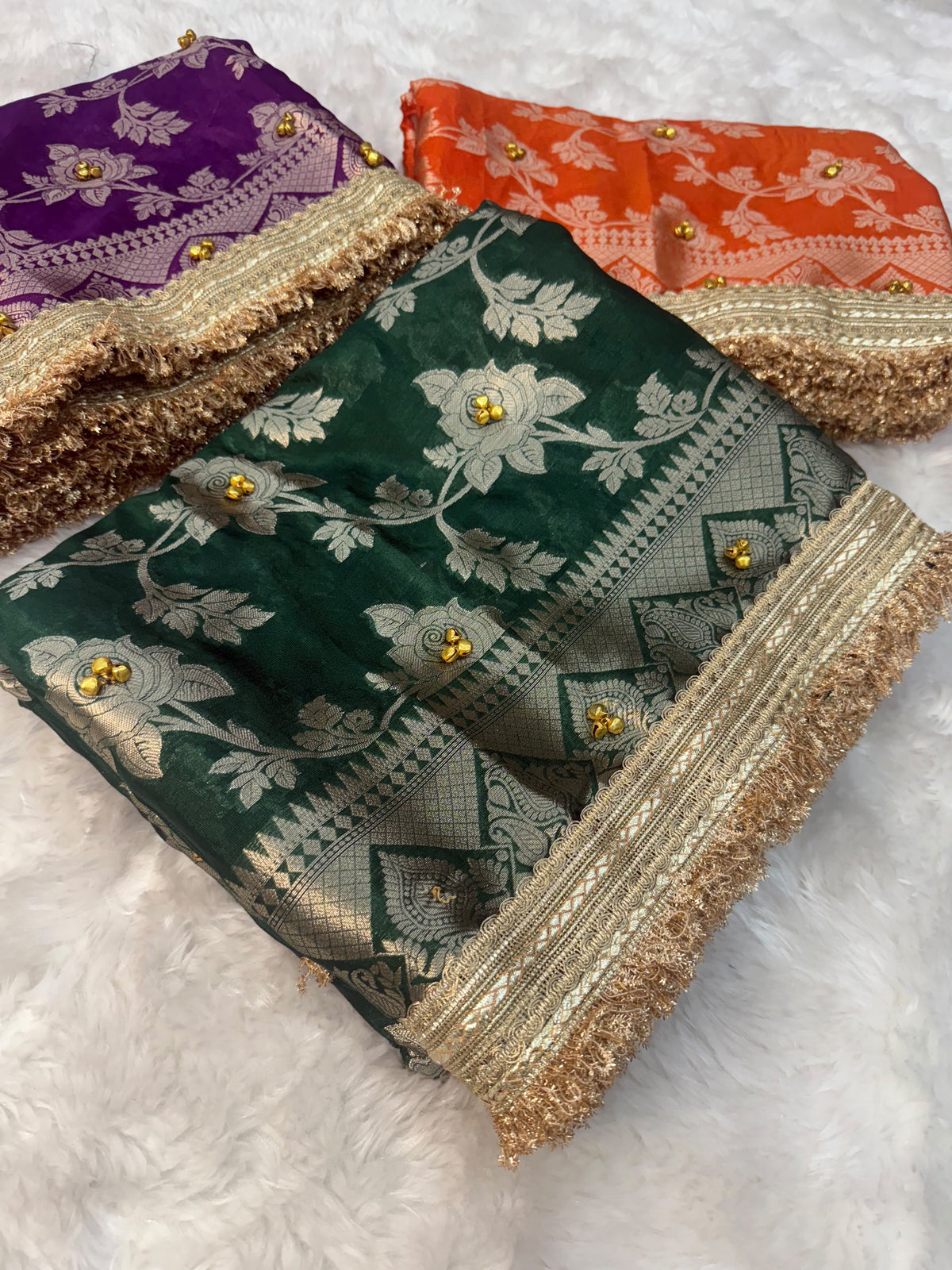 Deep Green Viral Ghungroo Saree – Banarasi Warm Silk | Thesareeghar