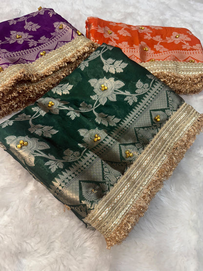 Deep Green Viral Ghungroo Saree – Banarasi Warm Silk | Thesareeghar