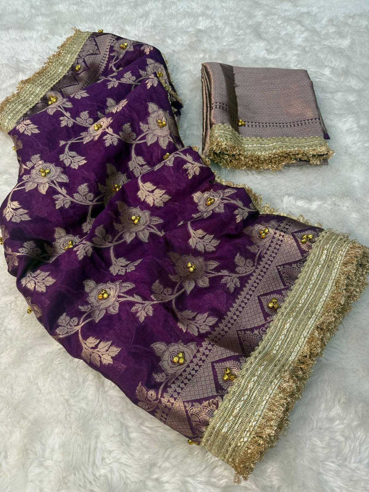 Purple Viral Ghungroo Saree – Banarasi Warm Silk | Thesareeghar