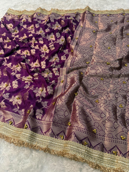 Purple Viral Ghungroo Saree – Banarasi Warm Silk | Thesareeghar