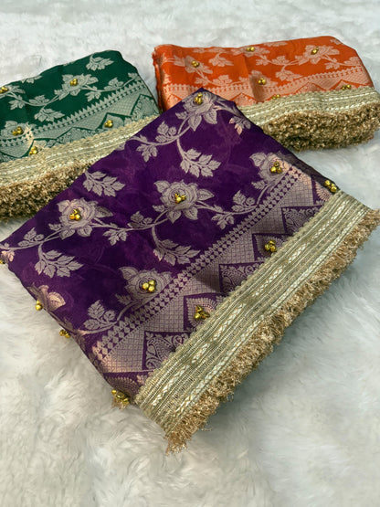 Purple Viral Ghungroo Saree – Banarasi Warm Silk | Thesareeghar