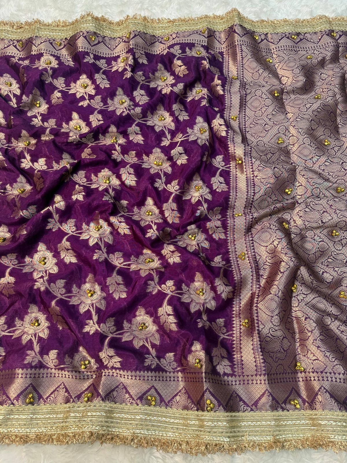 Purple Viral Ghungroo Saree – Banarasi Warm Silk | Thesareeghar