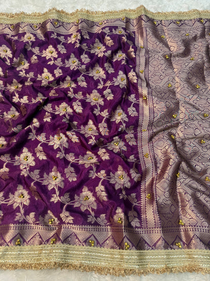 Purple Viral Ghungroo Saree – Banarasi Warm Silk | Thesareeghar