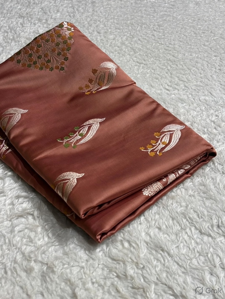 Brownish Rose Mashru Mina Buta Saree