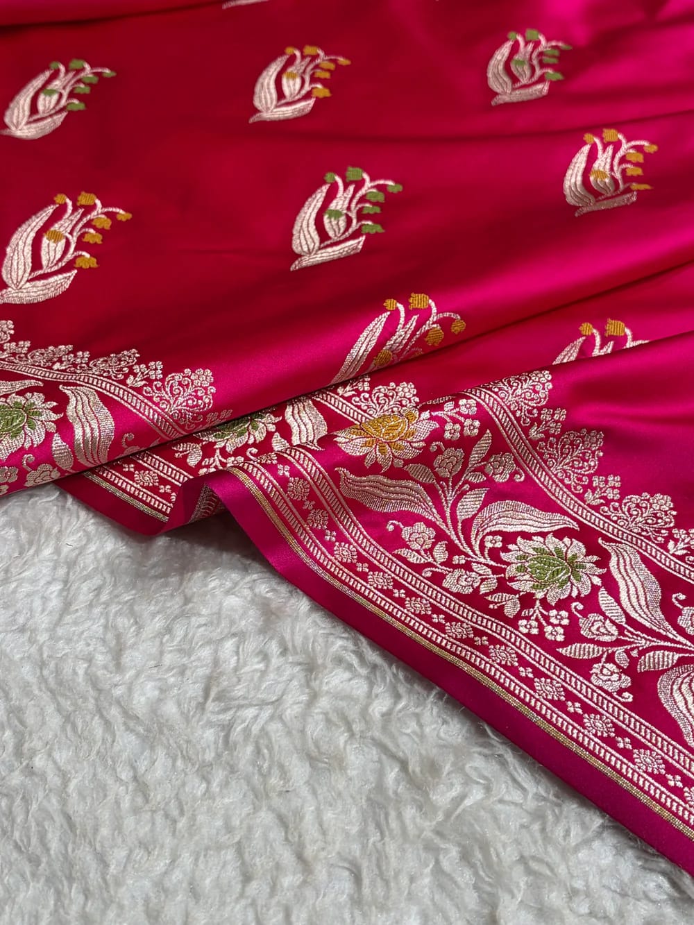 Rani Pink Mashru Katan Silk Saree