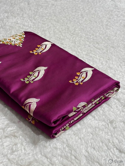 Deep Purple Mashru Mina Buta Saree