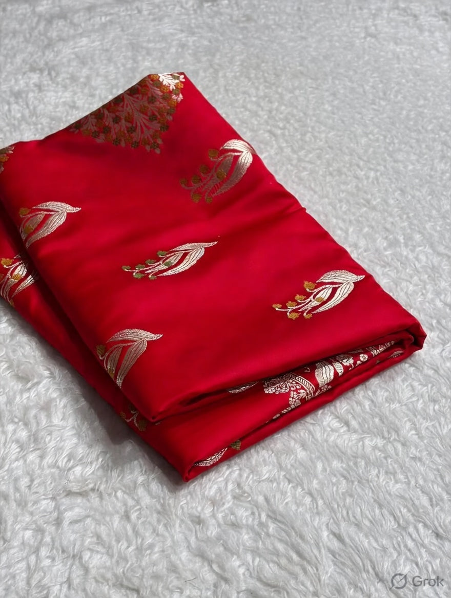 Red Mashru Mina Buta Saree