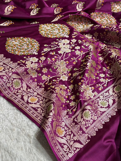 Deep Purple Mashru Mina Buta Saree