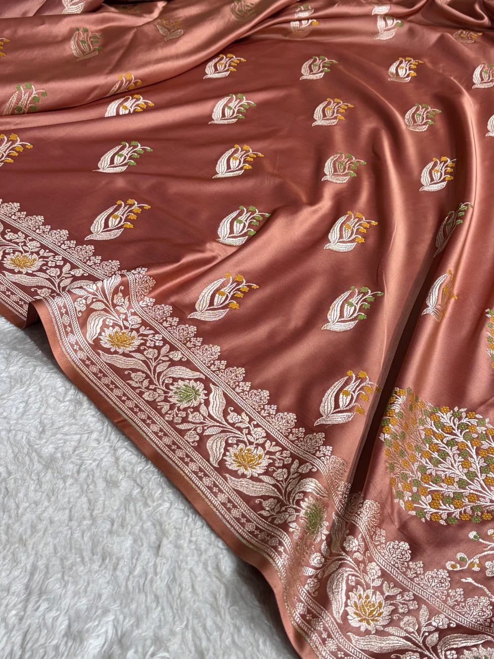 Brownish Rose Mashru Mina Buta Saree