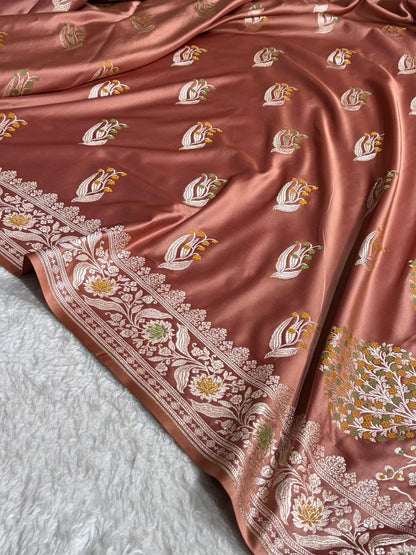 Brownish Rose Mashru Mina Buta Saree
