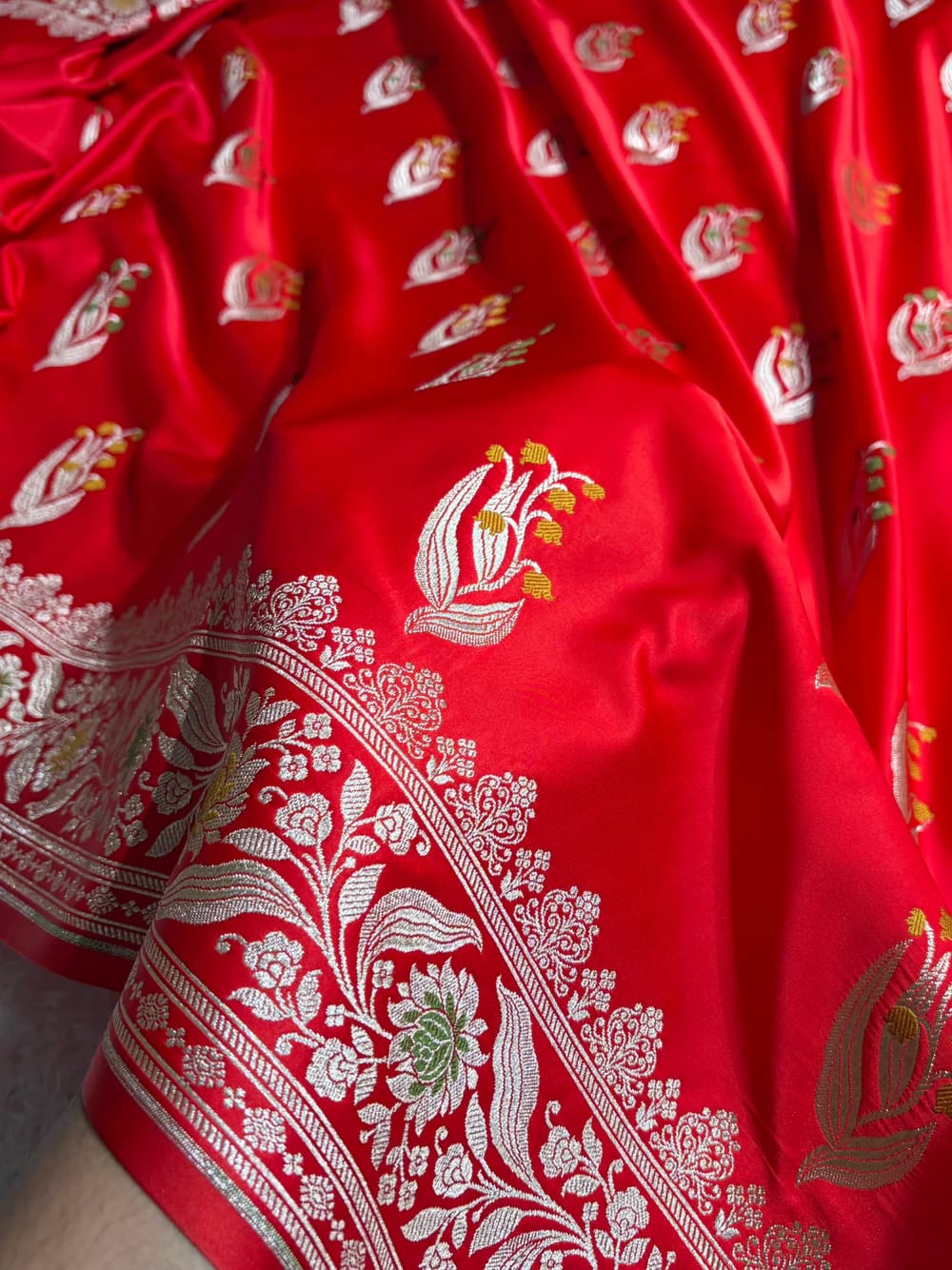 Red Mashru Mina Buta Saree