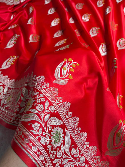 Red Mashru Mina Buta Saree