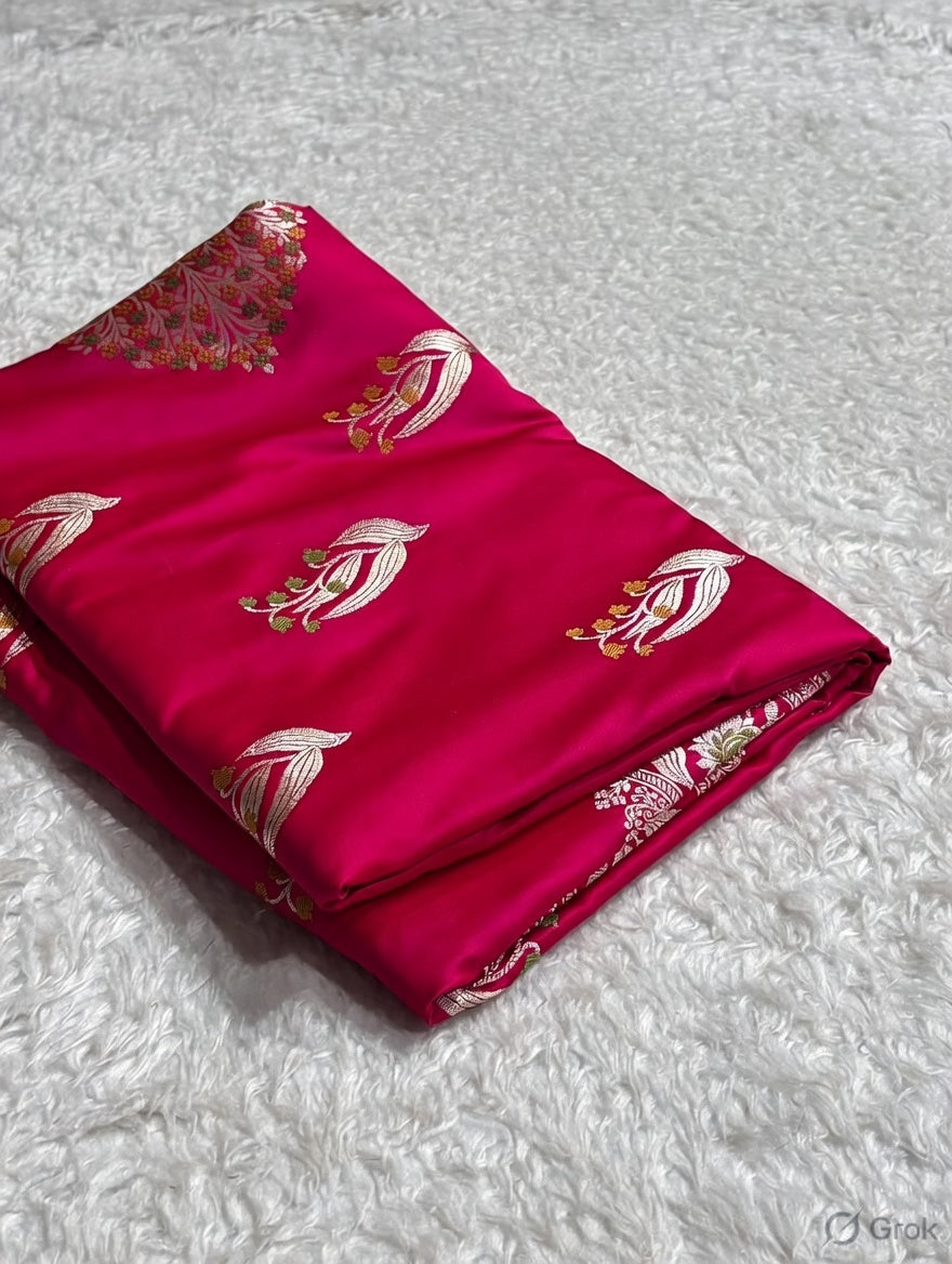 Rani Pink Mashru Katan Silk Saree
