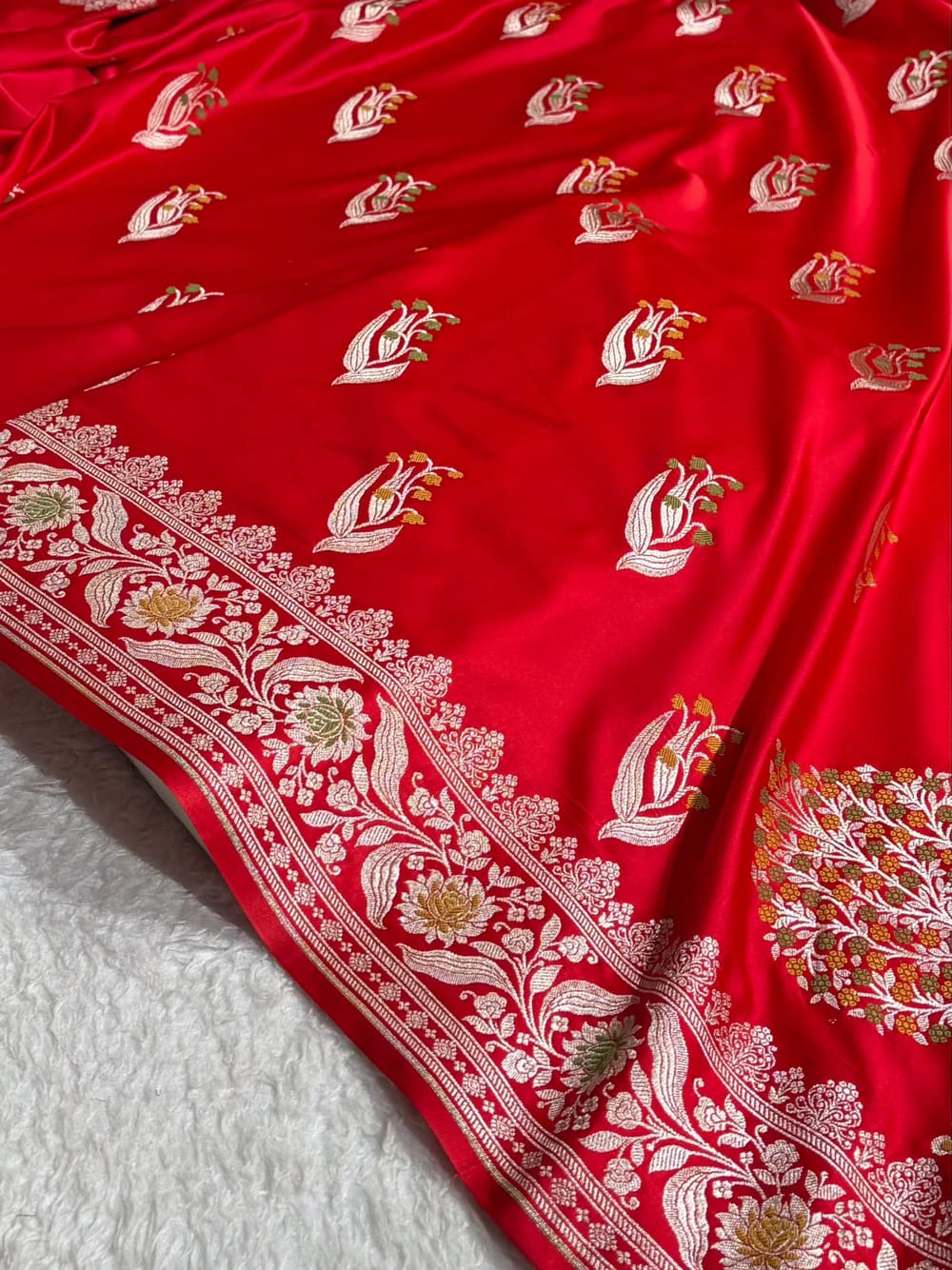 Red Mashru Mina Buta Saree
