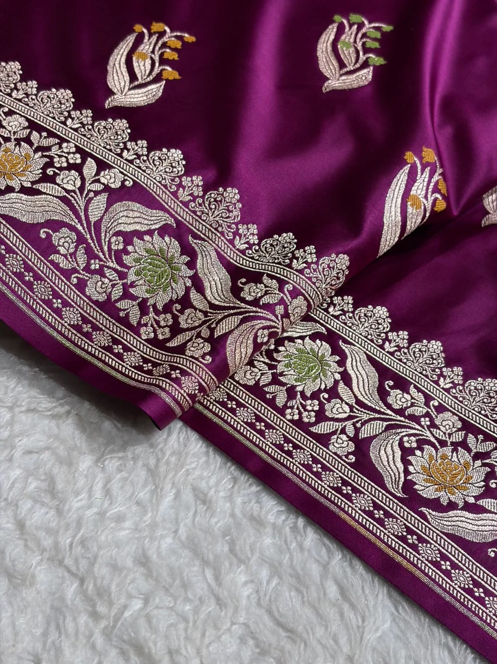 Deep Purple Mashru Mina Buta Saree