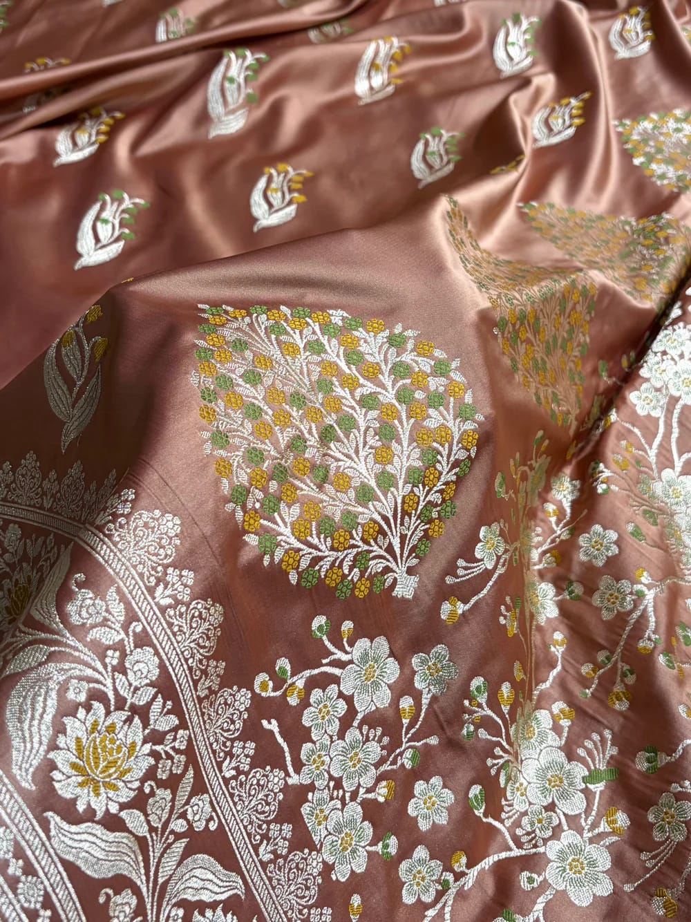 Brownish Rose Mashru Mina Buta Saree