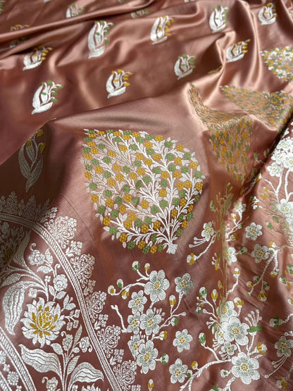 Brownish Rose Mashru Mina Buta Saree