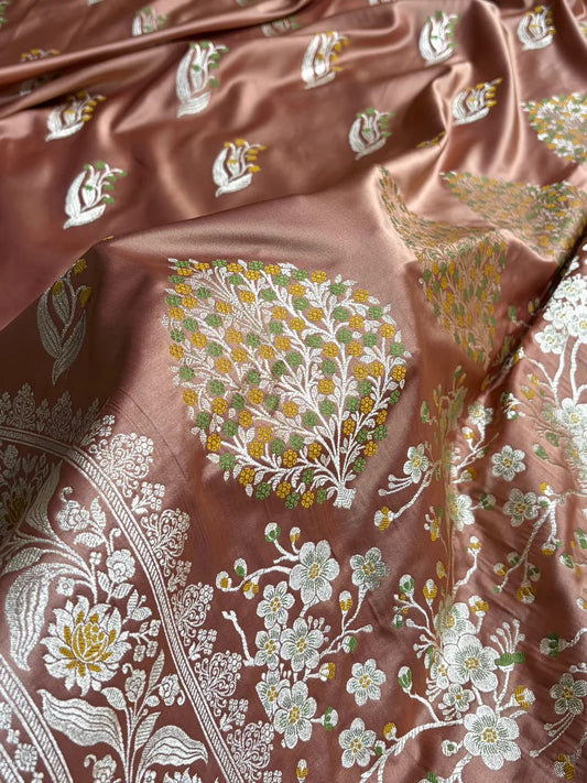 Brownish Rose Mashru Mina Buta Saree