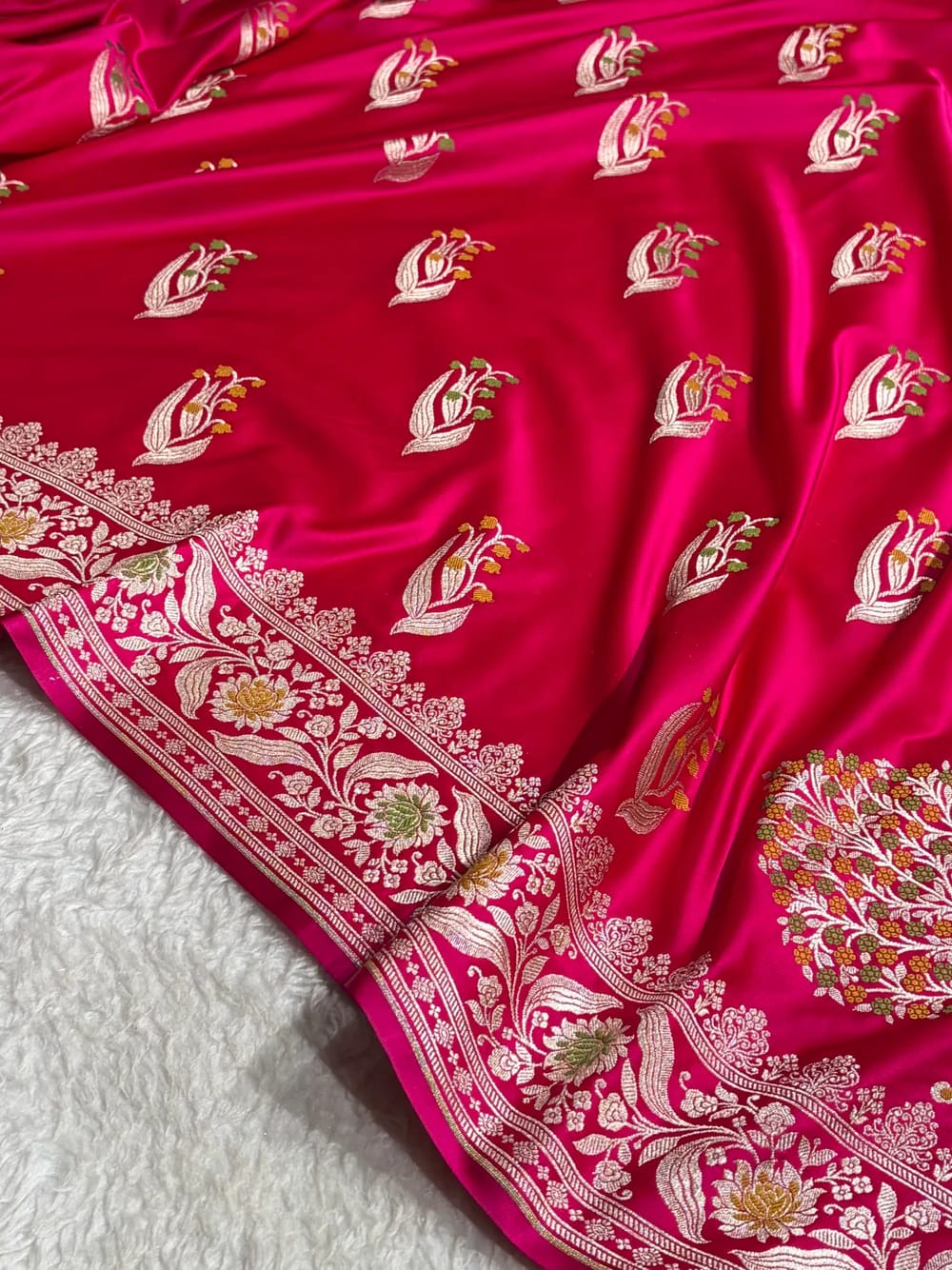 Rani Pink Mashru Katan Silk Saree