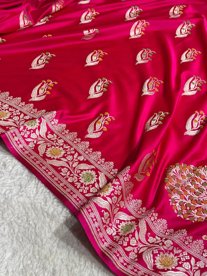 Rani Pink Mashru Katan Silk Saree