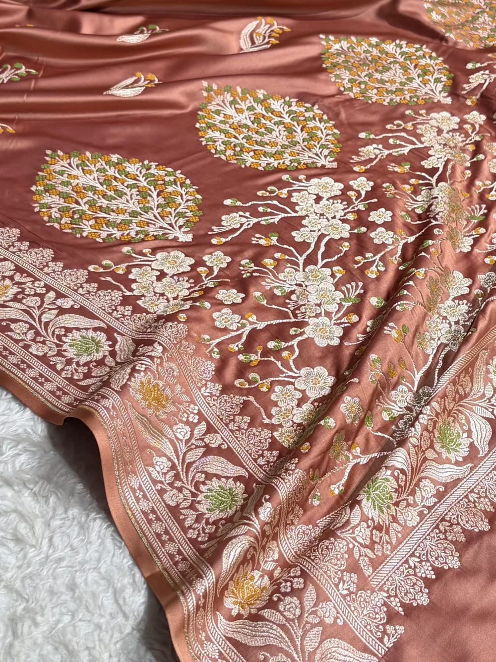 Brownish Rose Mashru Mina Buta Saree