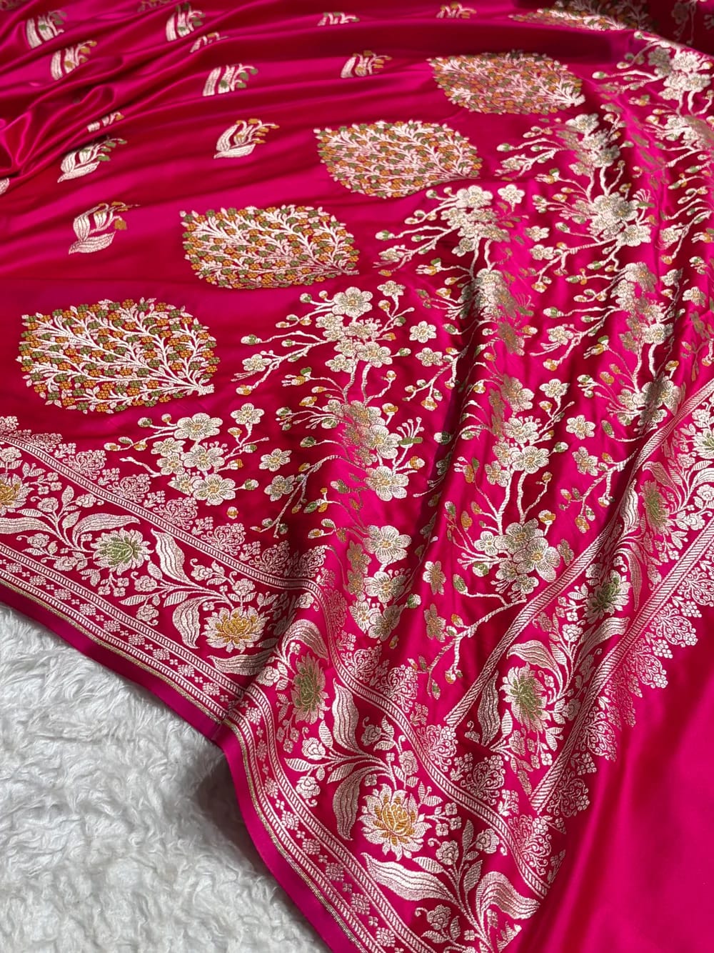 Rani Pink Mashru Katan Silk Saree