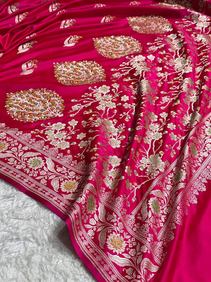 Rani Pink Mashru Katan Silk Saree