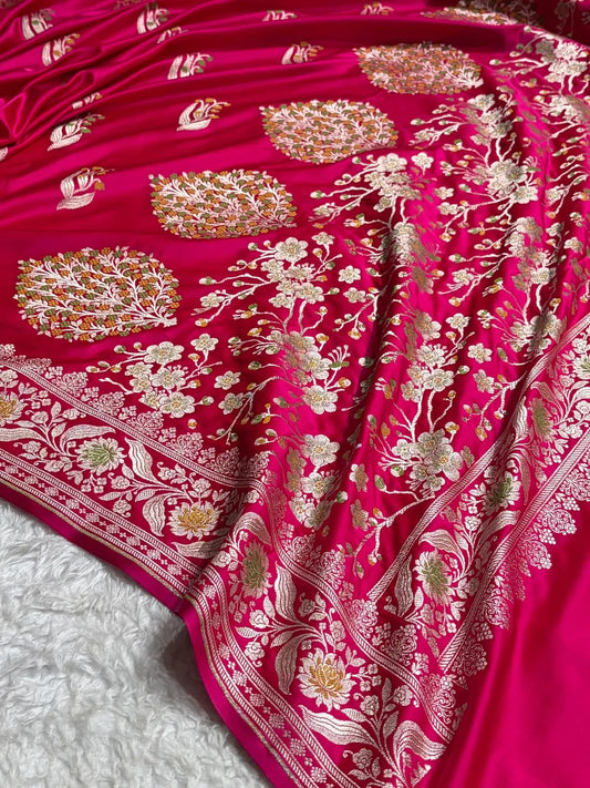 Rani Pink Mashru Mina Buta Saree
