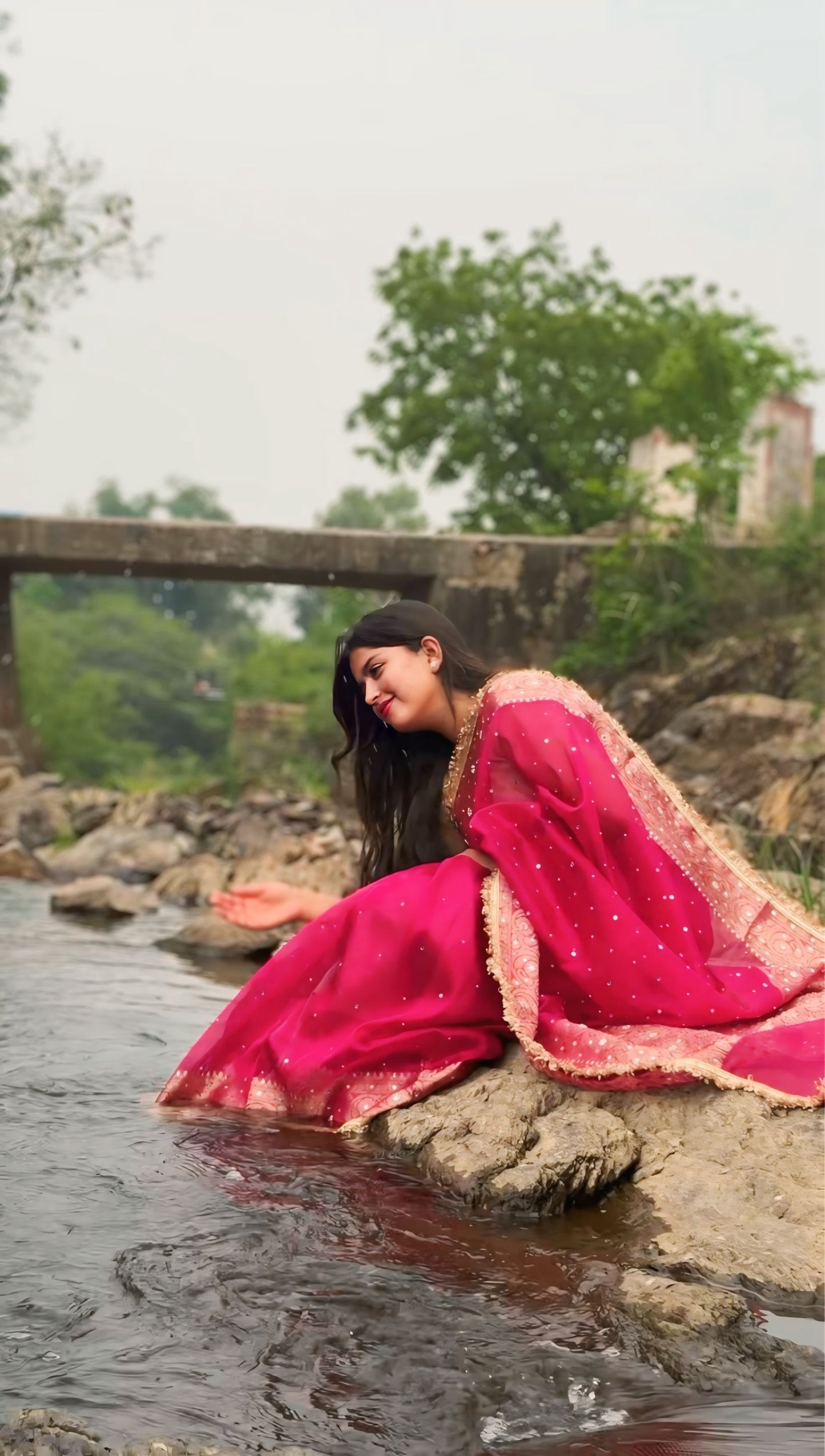 Rani Pink Banarasi Soft Tissue Silk Saree