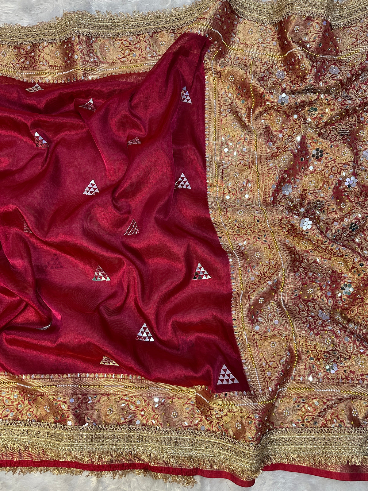 Deep Marron Banarasi Soft Tissue Silk Saree