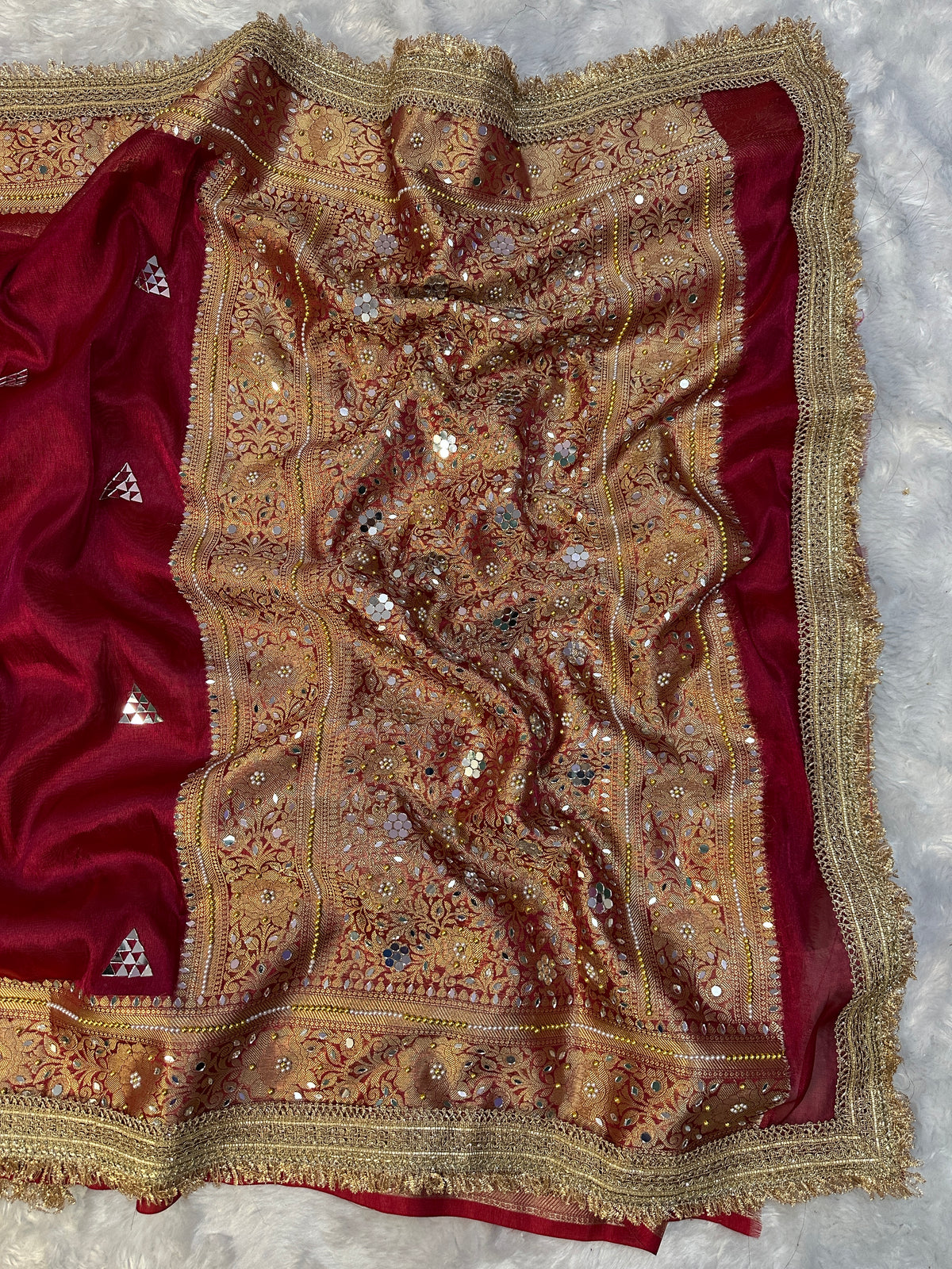 Deep Marron Banarasi Soft Tissue Silk Saree