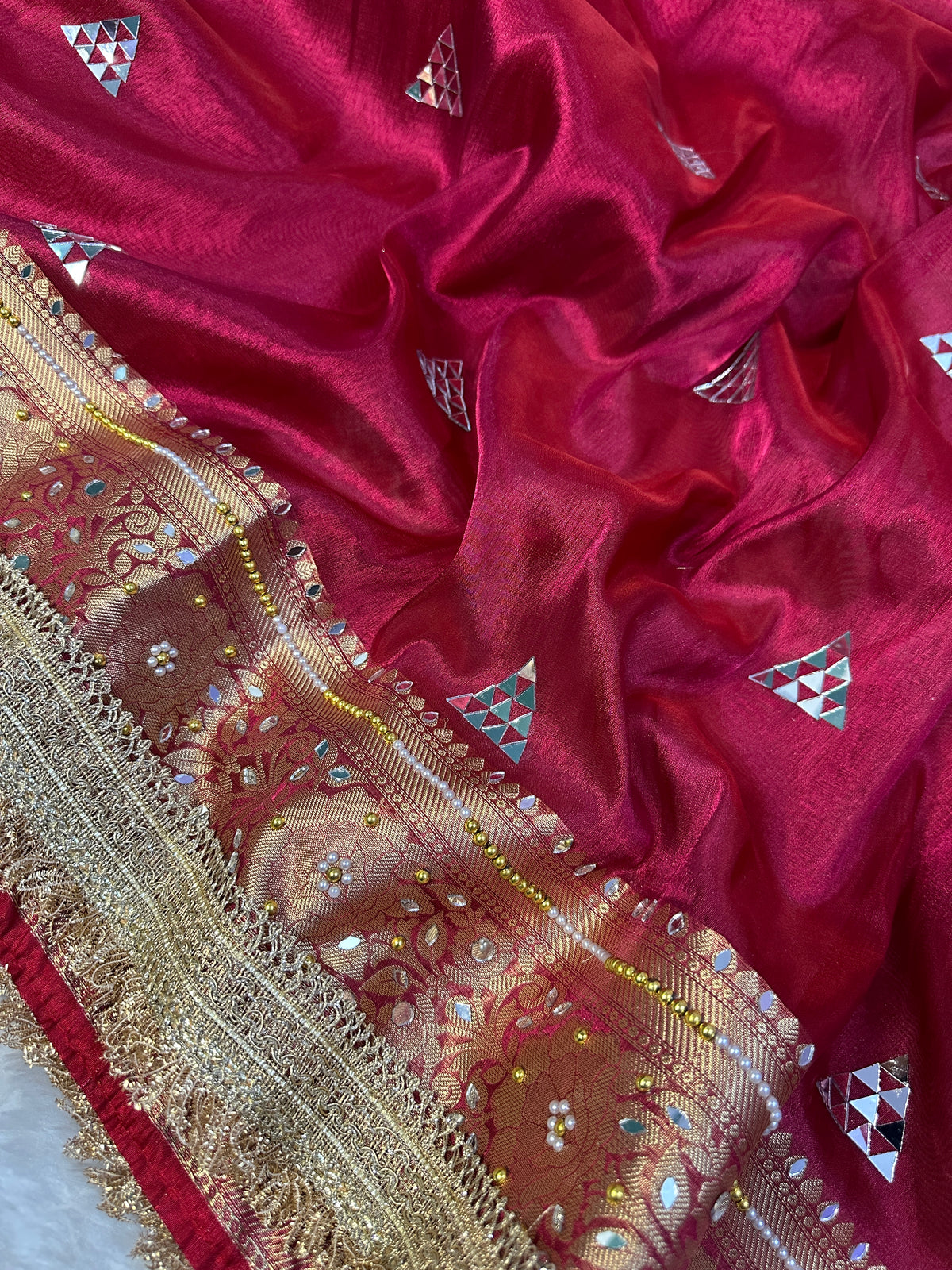 Deep Marron Banarasi Soft Tissue Silk Saree