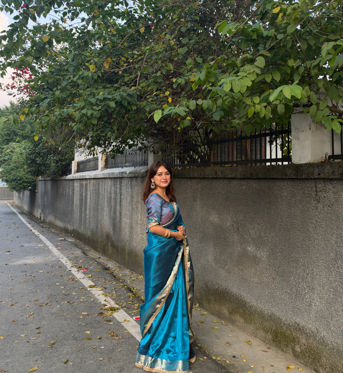 Peacock Teal Banarasi Soft Tissue Pashmina Silk Saree
