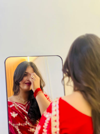 Red Gotta Patti Satin Silk Saree