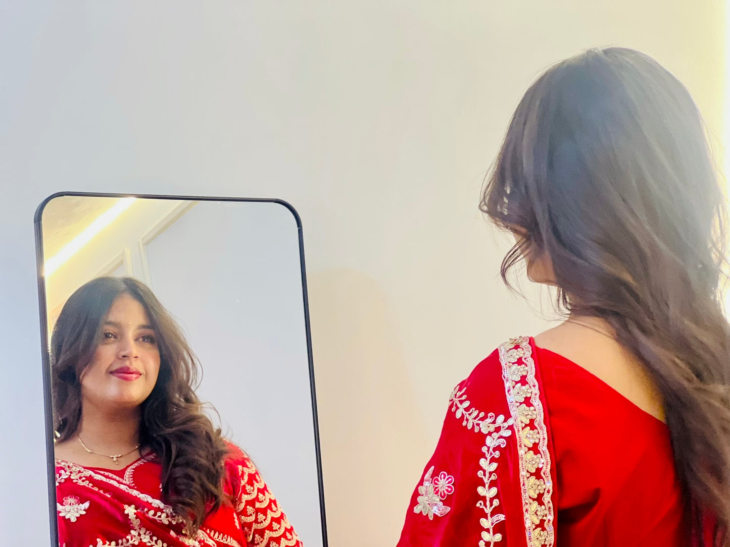 Red Gotta Patti Satin Silk Saree