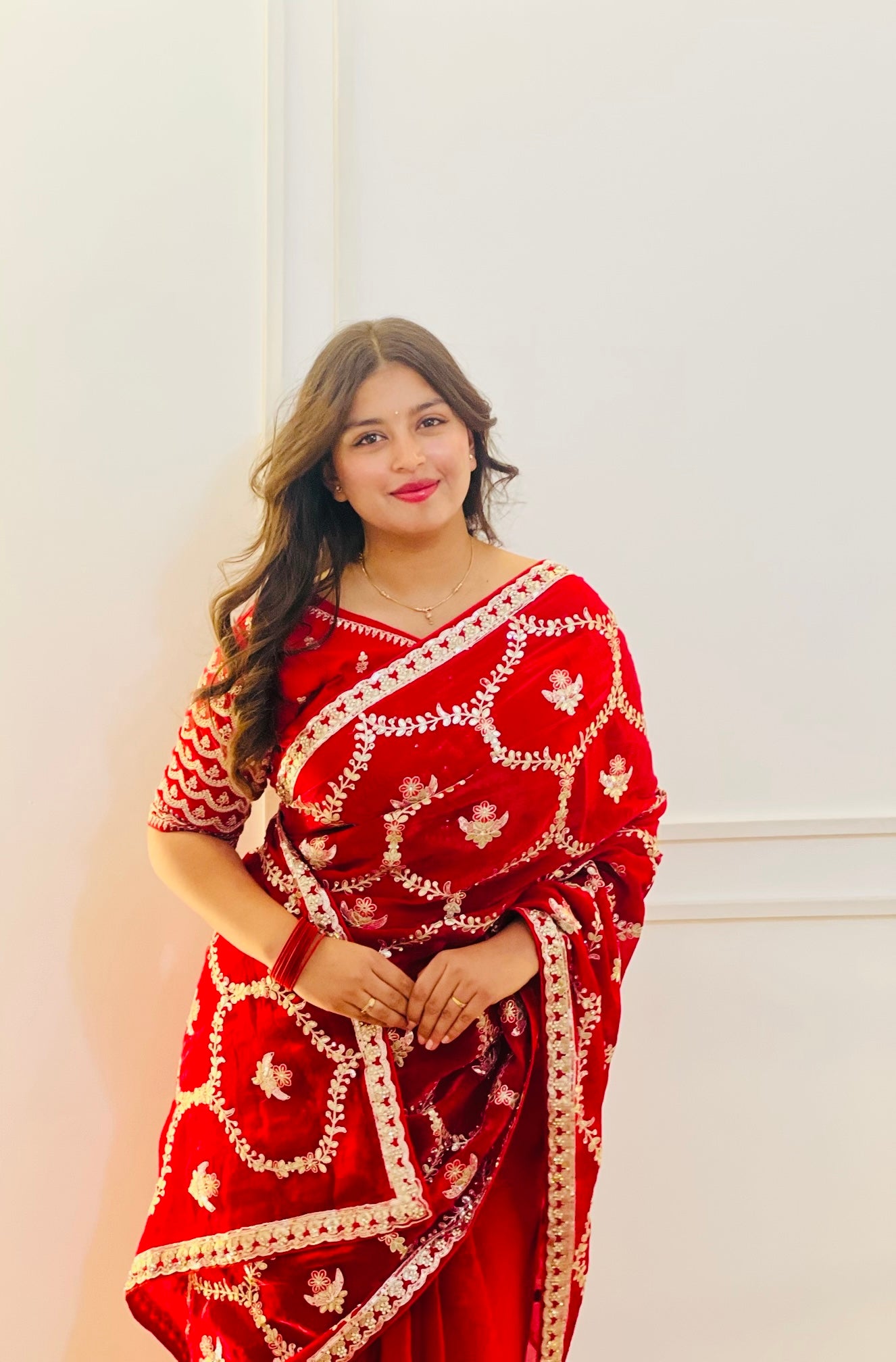 Red Gotta Patti Satin Silk Saree