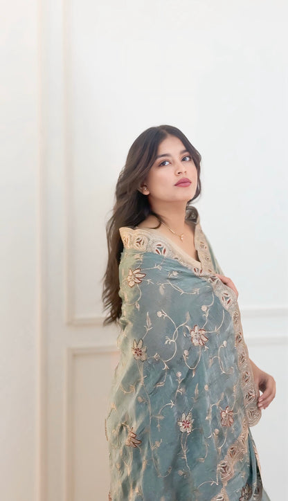 Ice Blue Soft Silk Saree