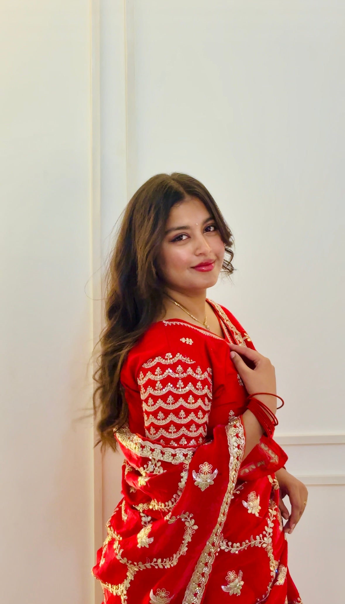 Red Gotta Patti Satin Silk Saree