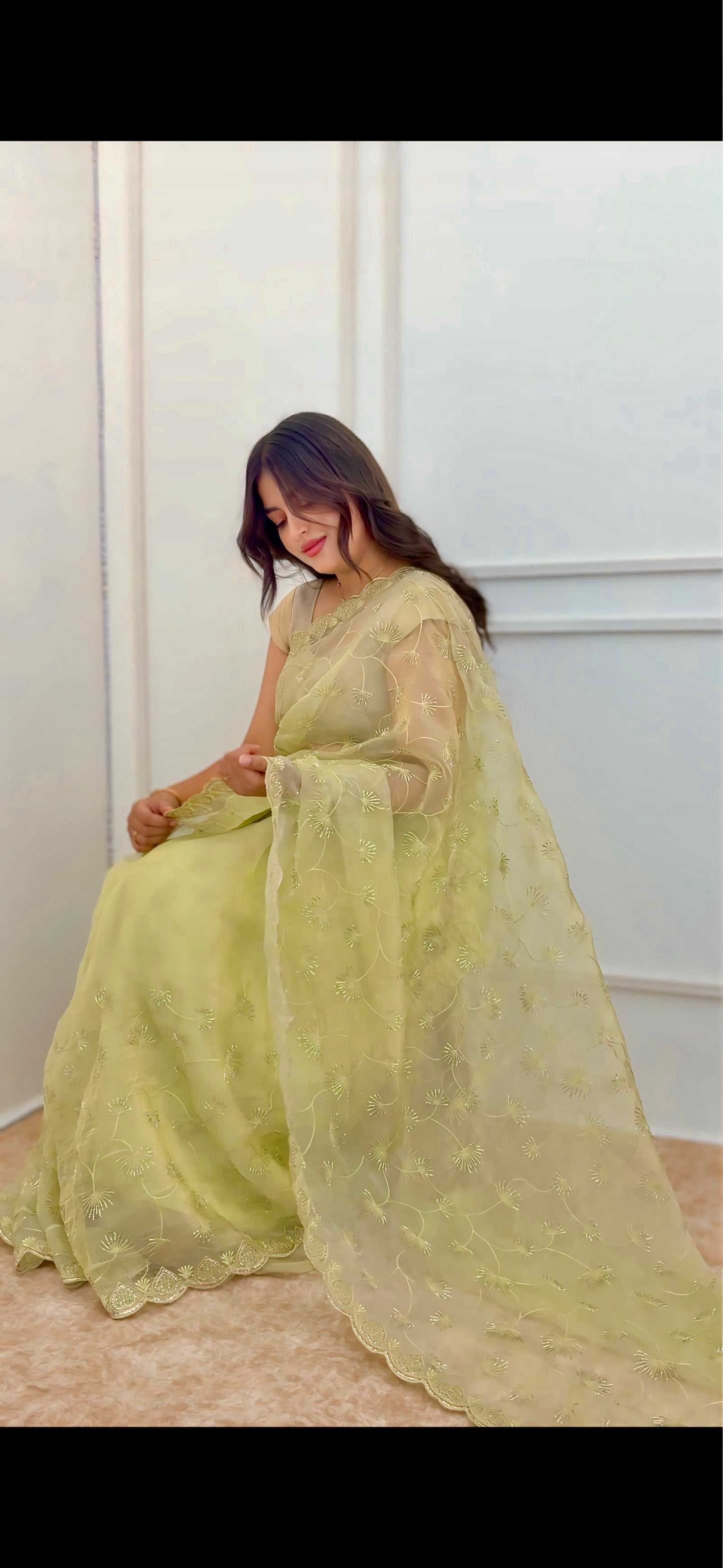 Pista Green Soft Silk Saree