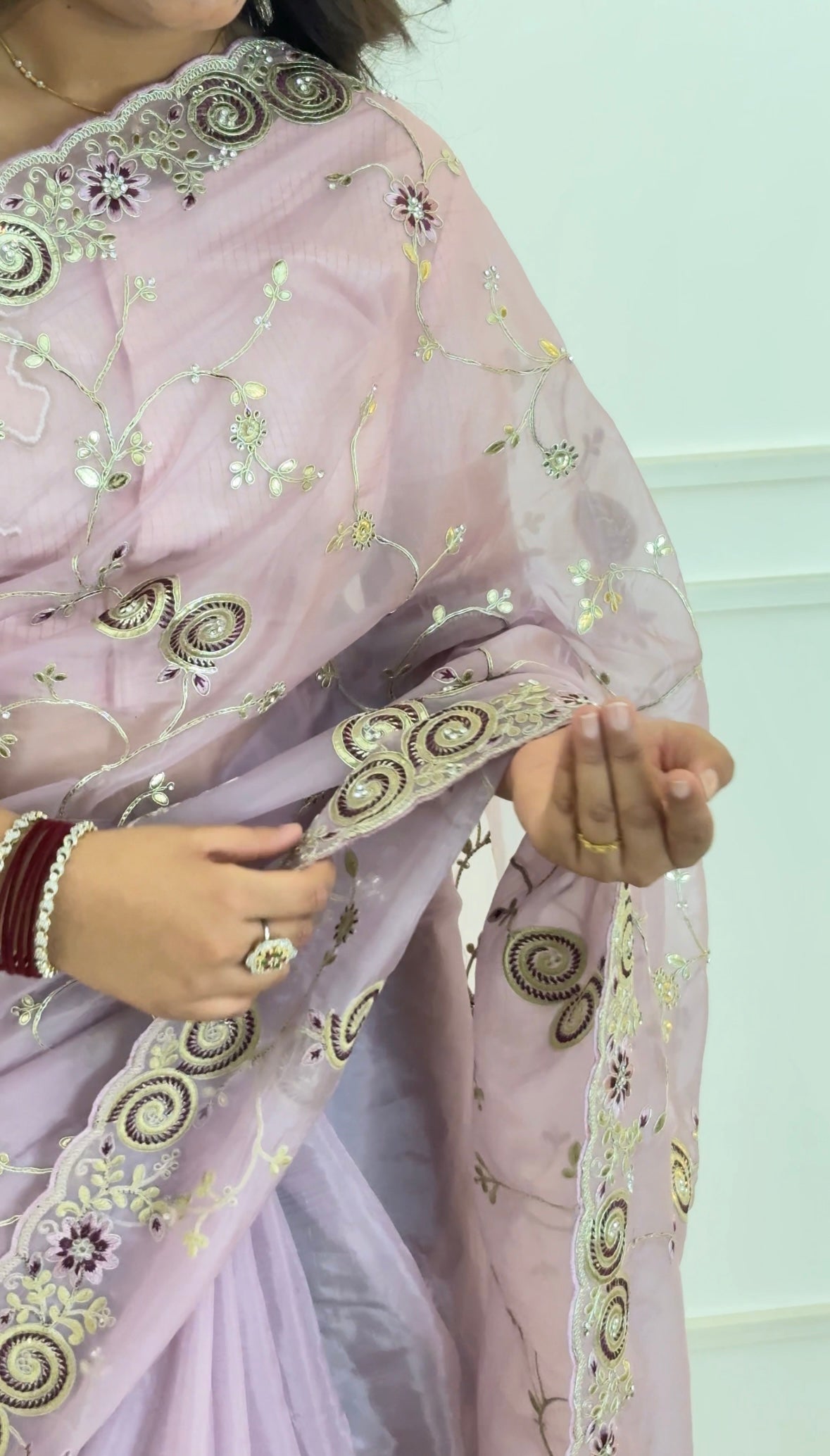 Lavender Gotta Patti silk saree