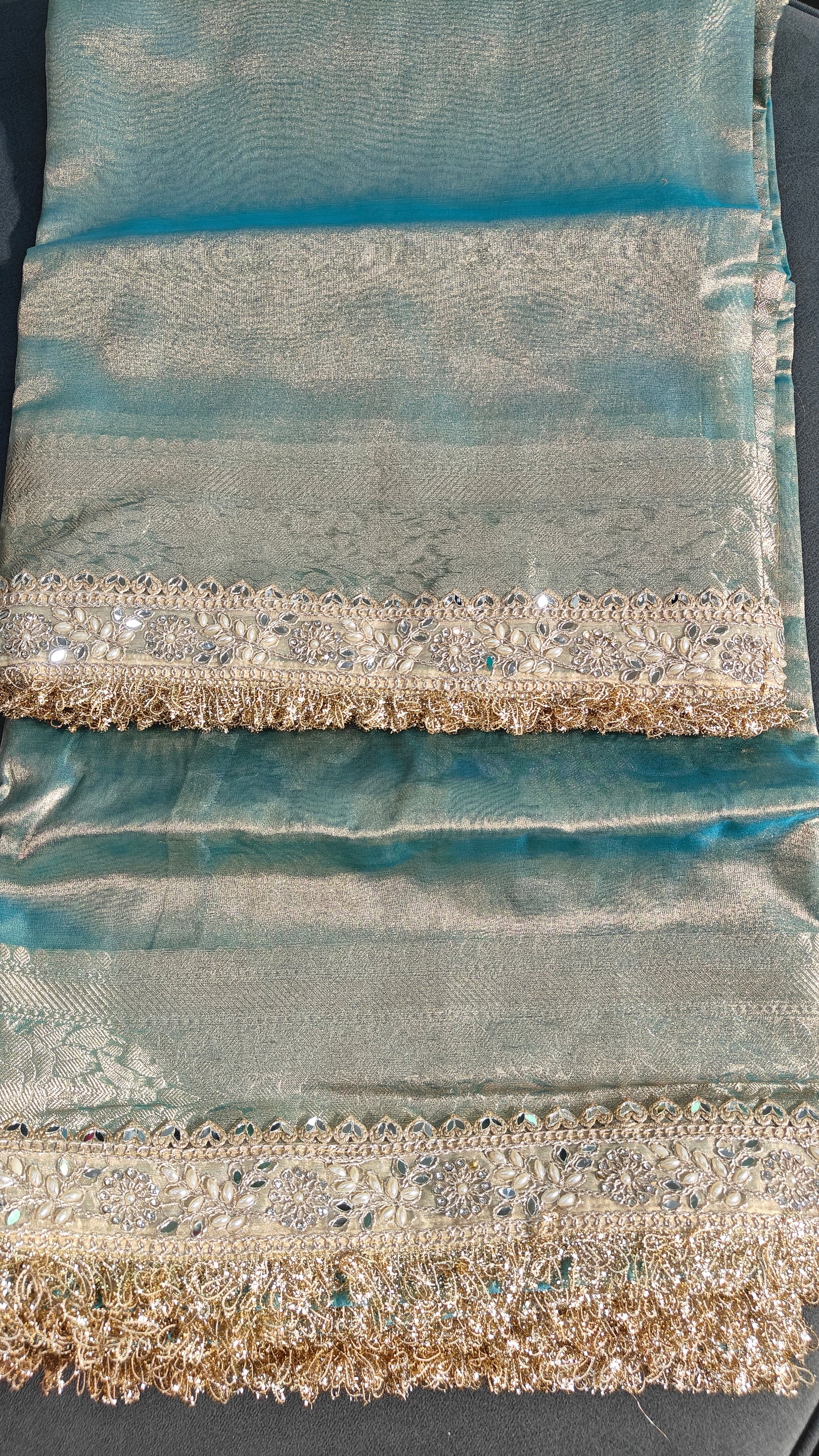 Aqua Mist Blue Soft Tissue Silk Saree