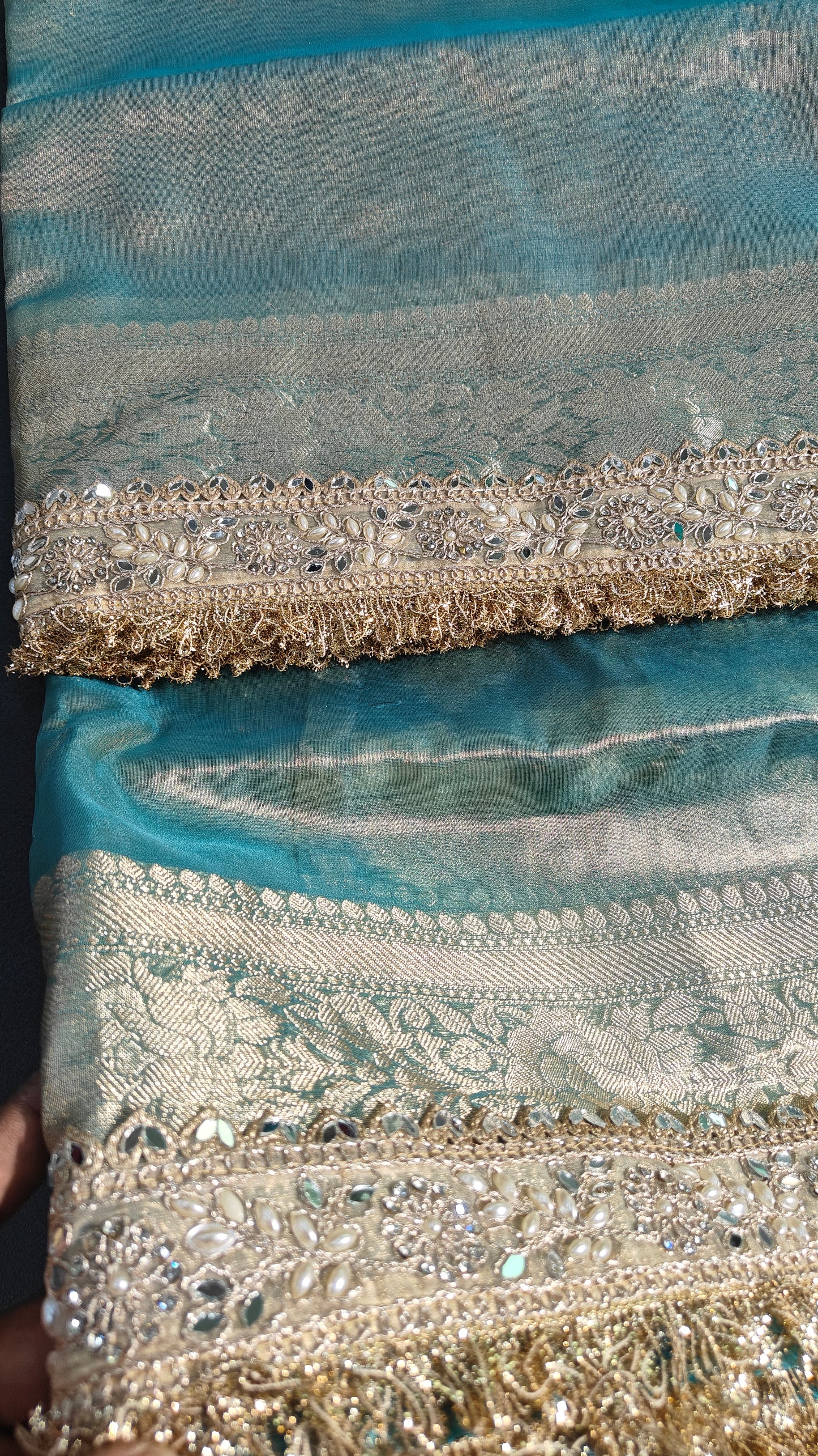 Aqua Mist Blue Soft Tissue Silk Saree