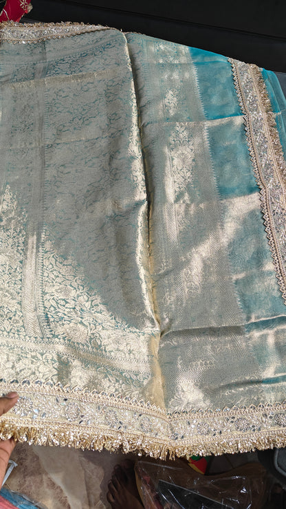 Aqua Mist Blue Soft Tissue Silk Saree