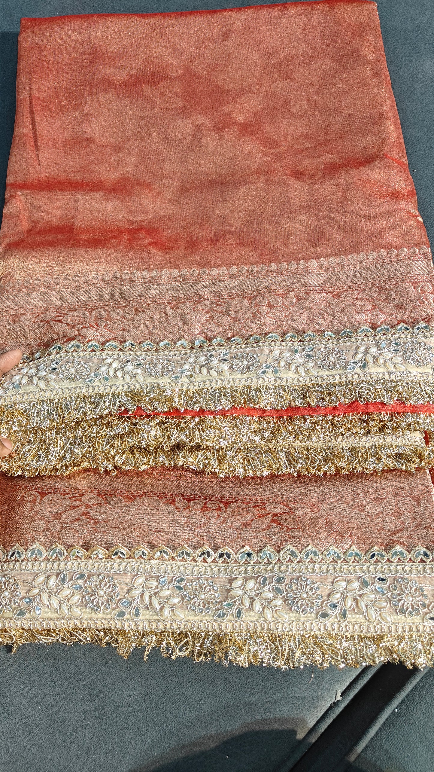 Sindoor Red Soft Tissue Silk Saree
