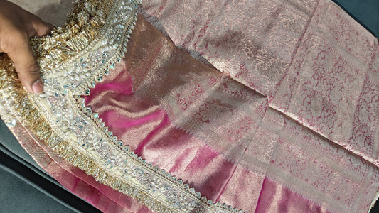 Rose Pink Soft Tissue Silk Saree
