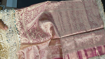 Rose Pink Soft Tissue Silk Saree