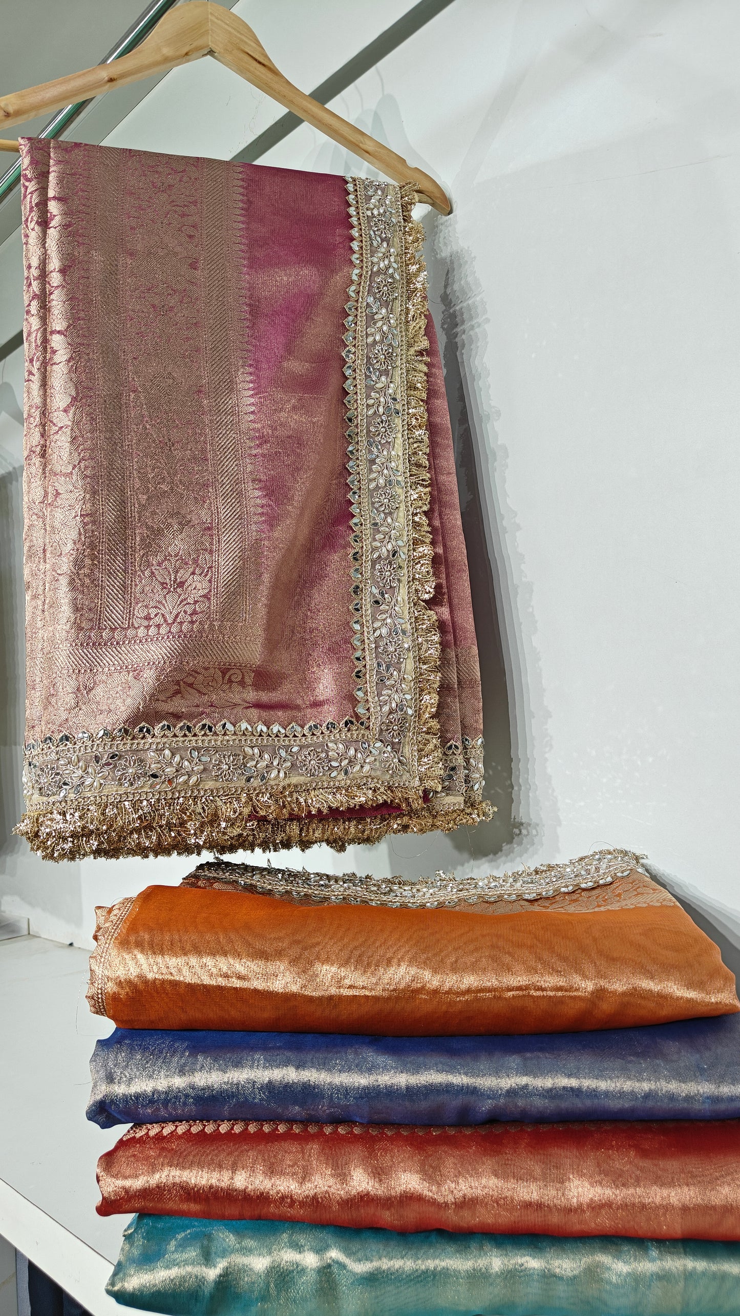 Rose Pink Soft Tissue Silk Saree